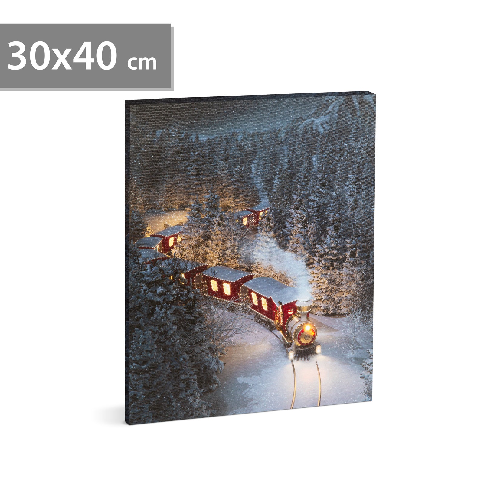 Tablou cu LED - tren - cu agatatoare, 2 baterii AA - 30 x 40 cm (58476) ǀ 58476