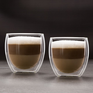 Pahar din sticla pentru cappuccino cu perete dublu - 250 ml - 2 buc/cutie ǀ 57176J