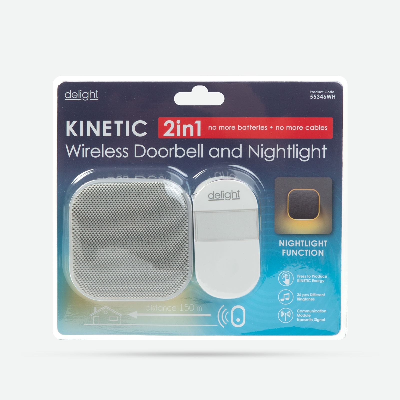 Sonerie wireless 2 in 1 si lumina de noapte - Kinetic - alb ǀ 55346WH - imagine 5
