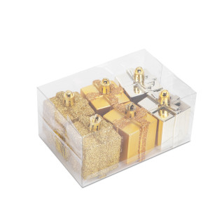 Set decor brad - cadou auriu - 4,5 cm - 6 buc/set ǀ 58781A